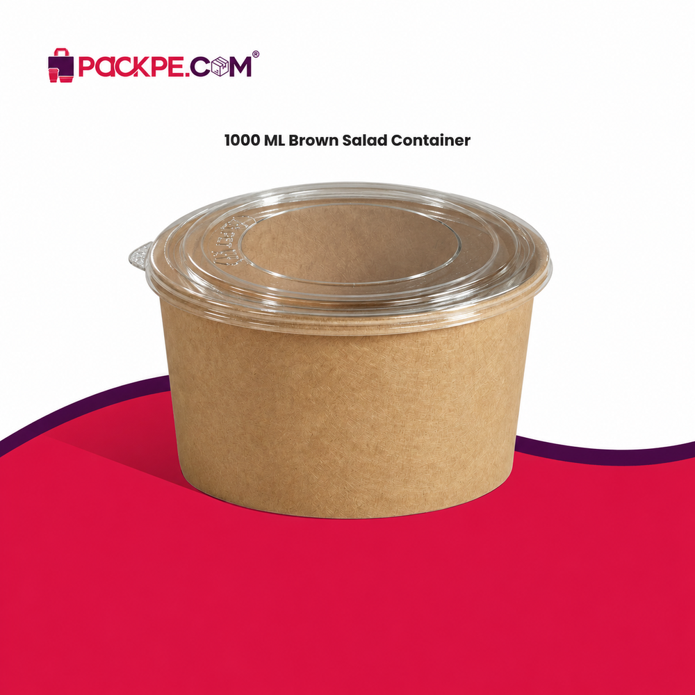 Brown Kraft Salad Container 1000 ml with Lid - Packpe (3 of 3)