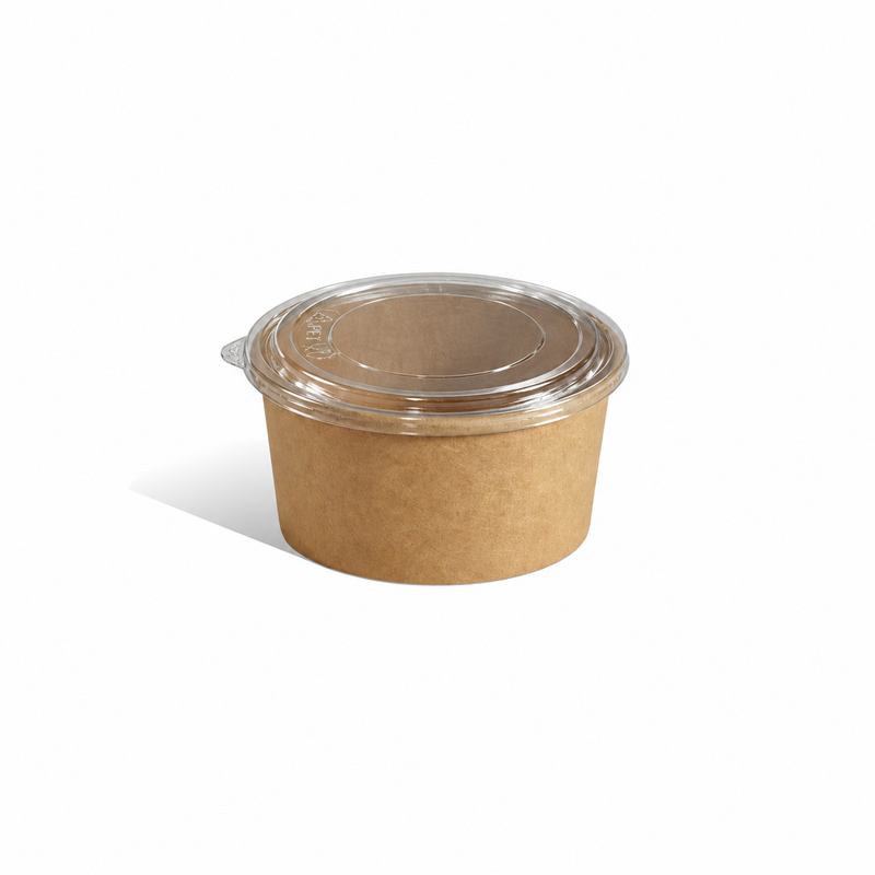 Brown Kraft Round Salad Container 500 ml with Lid