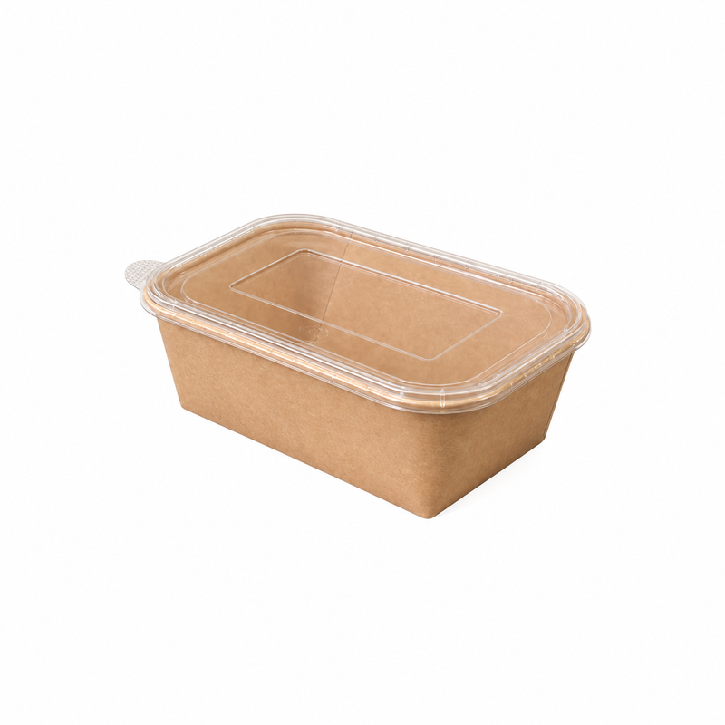 Kraft Rectangle Container 500 ml with Lid
