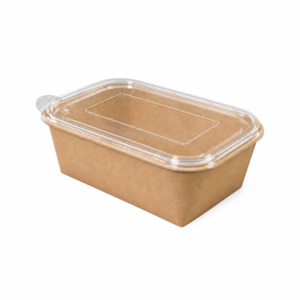 Kraft Rectangle Container 750 ml with Lid - Packpe (1 of 3)