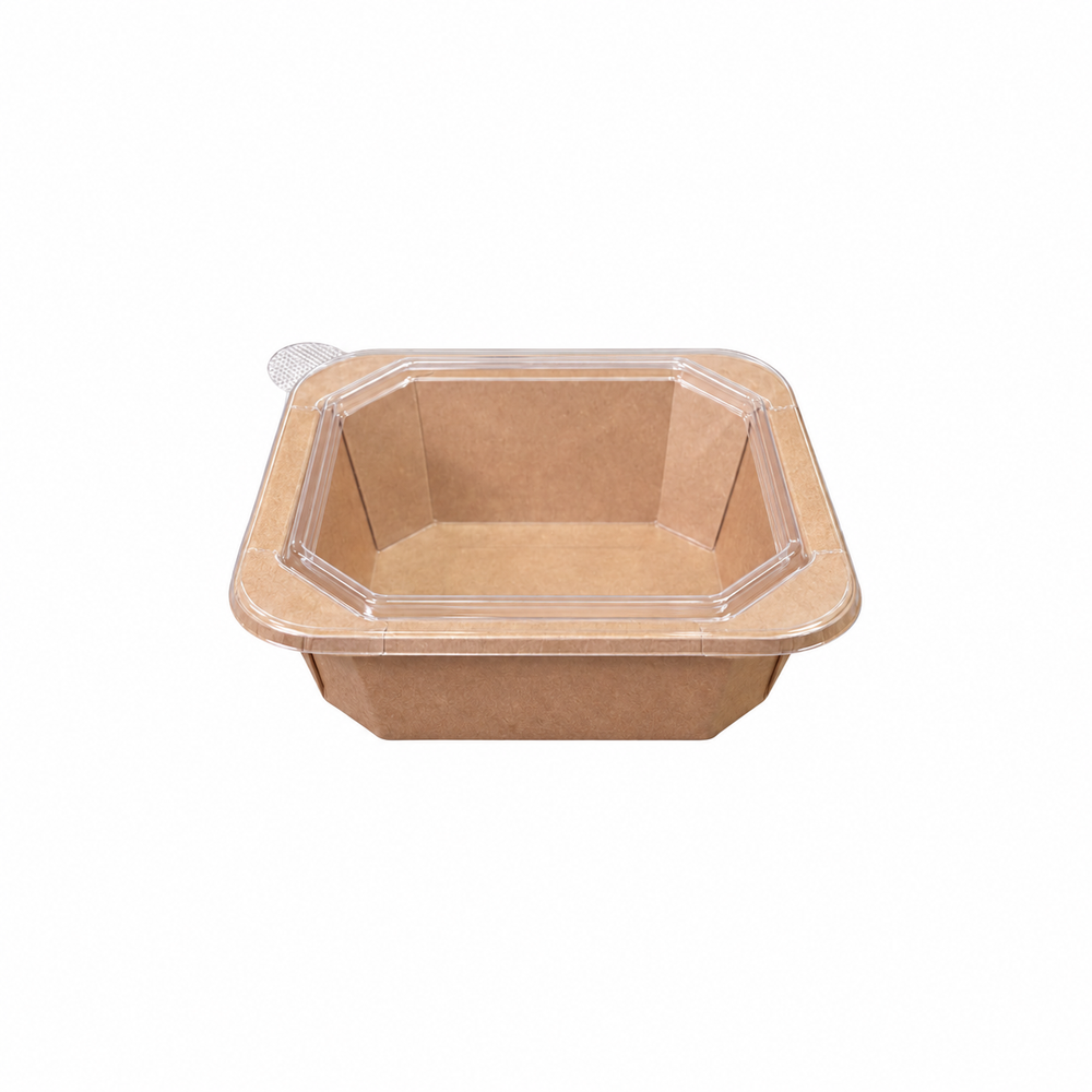 Kraft Square Container 500 ml with Lid - Packpe (1 of 3)