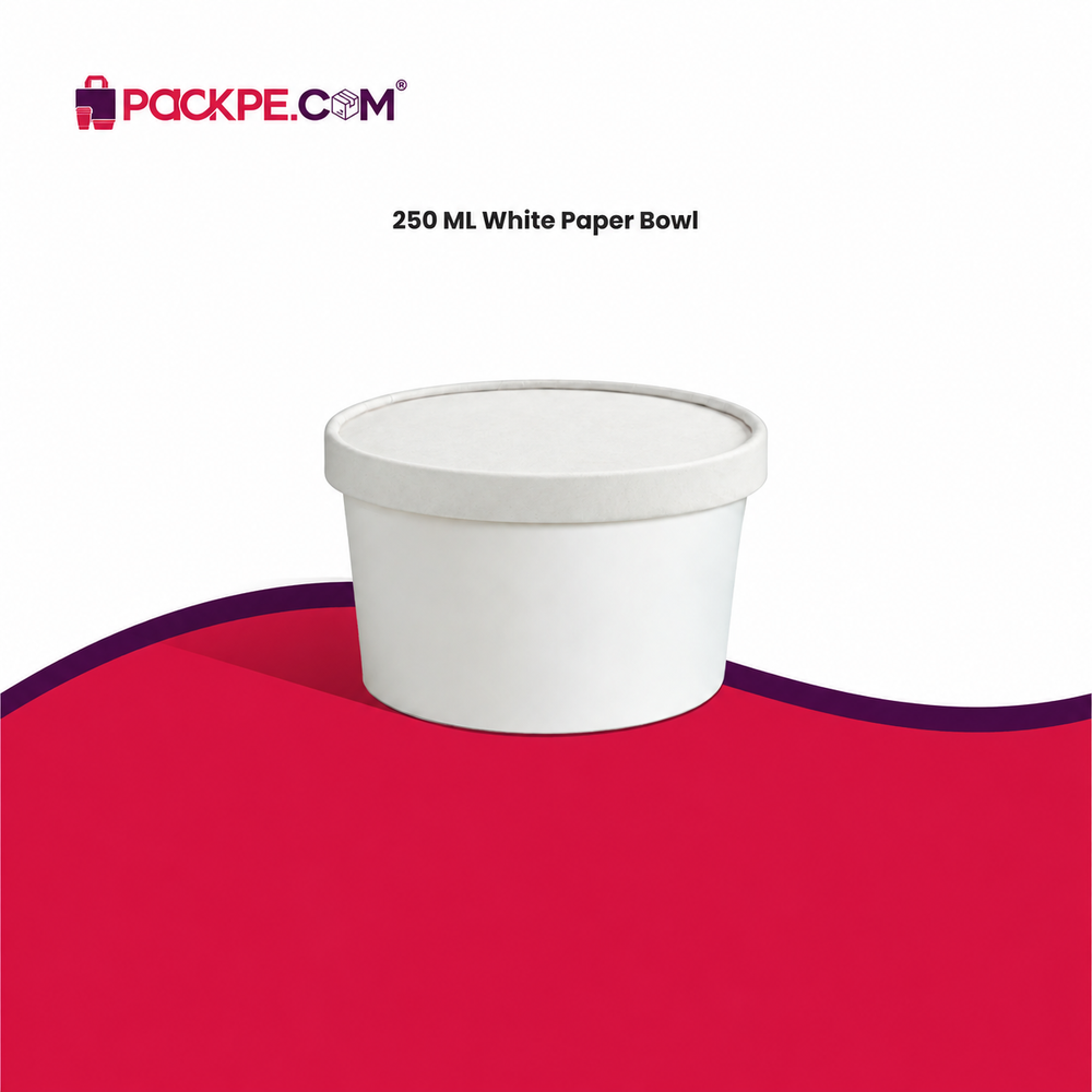 White Paper Container 250 ml with Lid - Packpe (2 of 3)