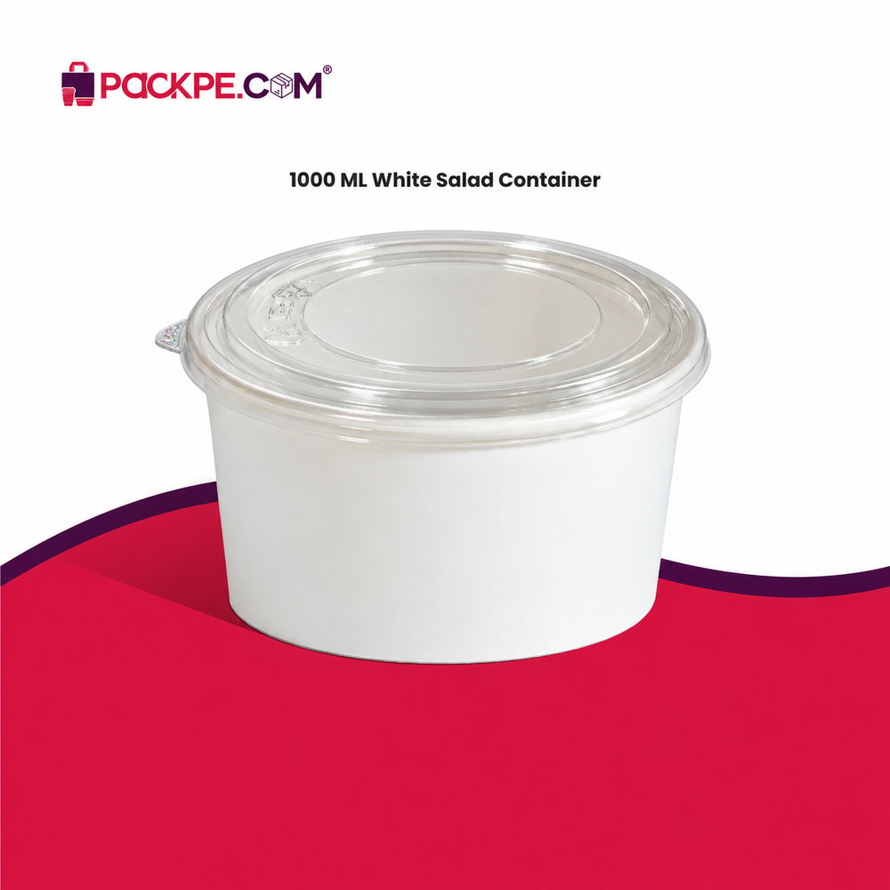 White Salad Container 1000 ml with Lid - Packpe (2 of 3)