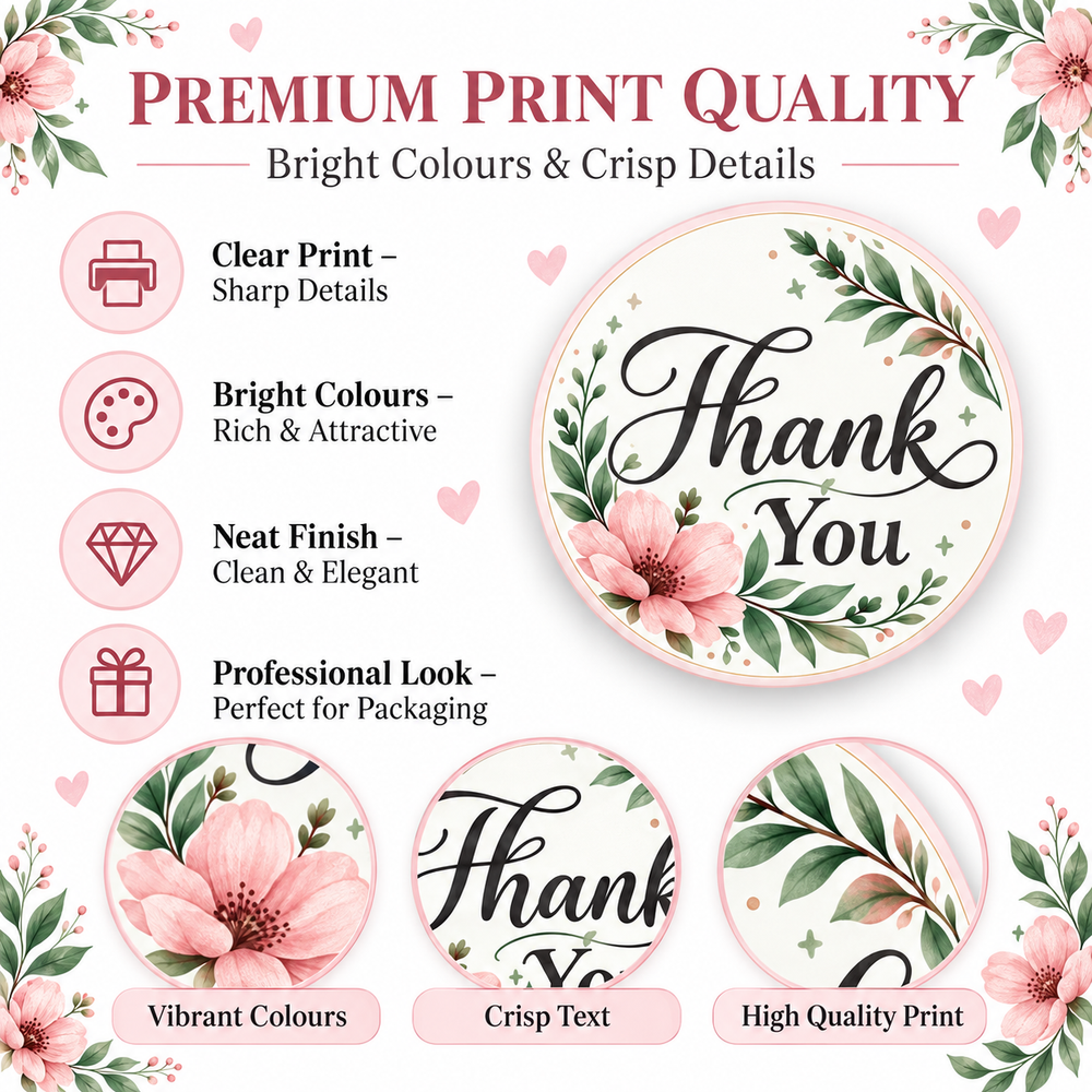 Thank You stickers print quality detail