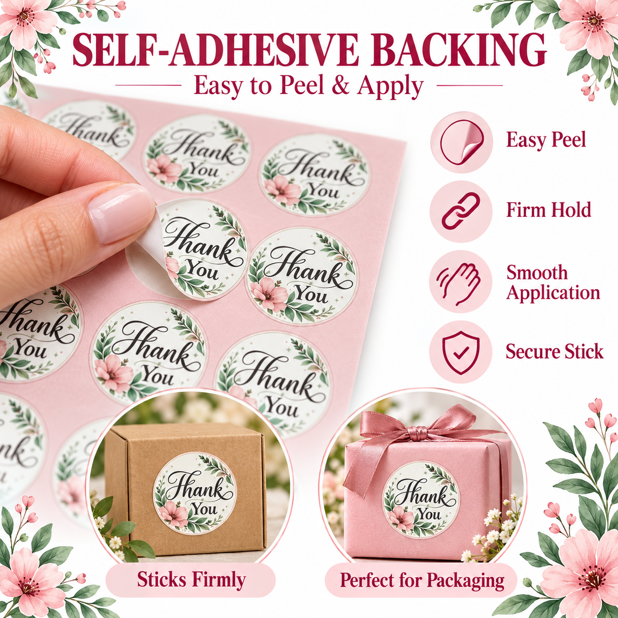 Thank You sticker sheets, 35 stickers per sheet