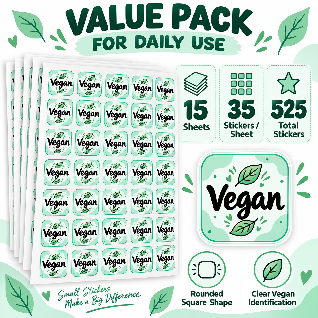 Vegan stickers on bakery boxes and takeaway packs