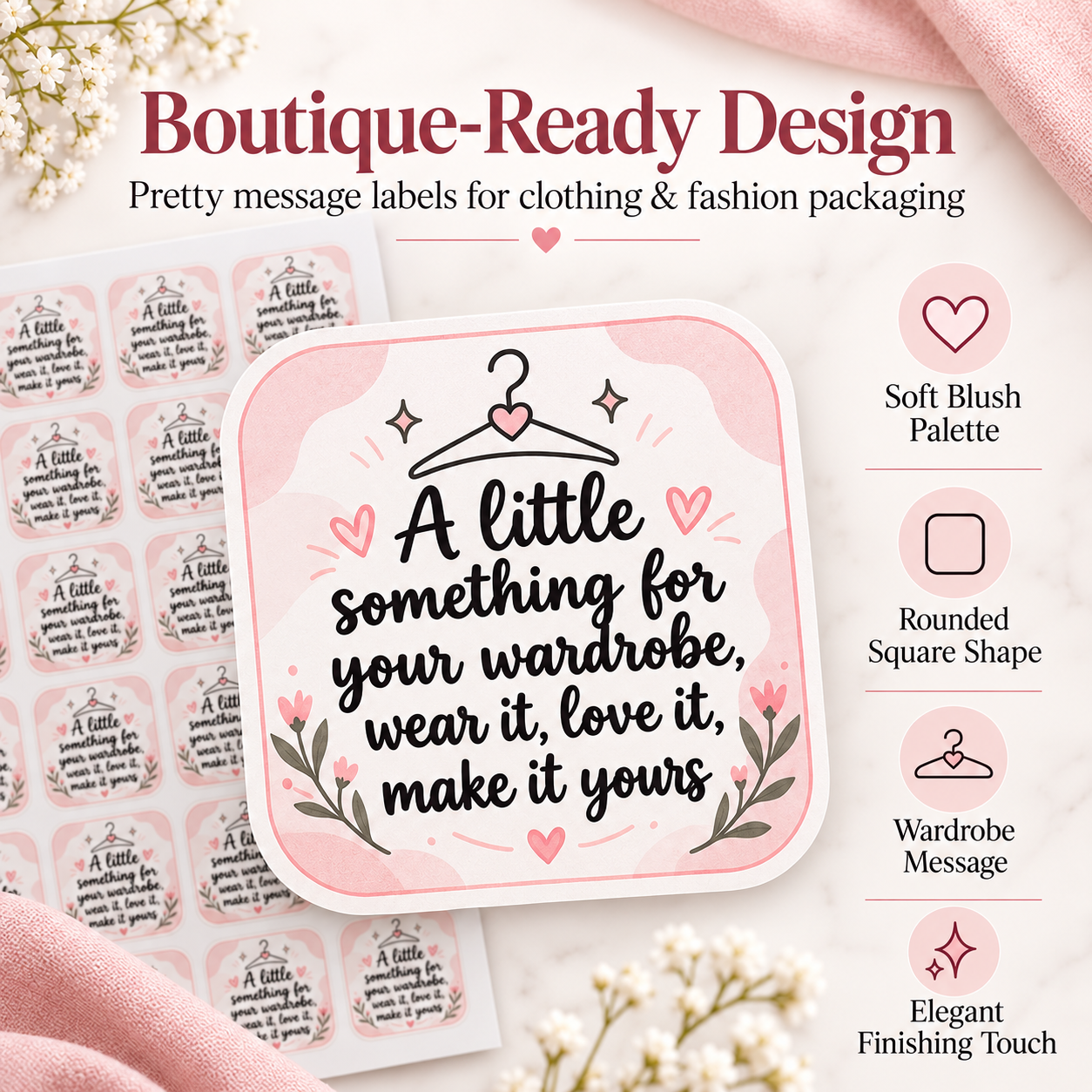 Boutique packaging stickers self-adhesive backing