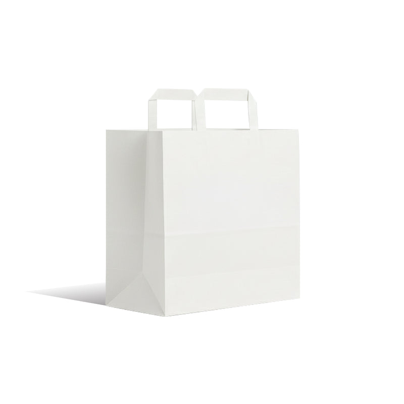 White Flat Handle Paper Bag 29x15x29.5 cm